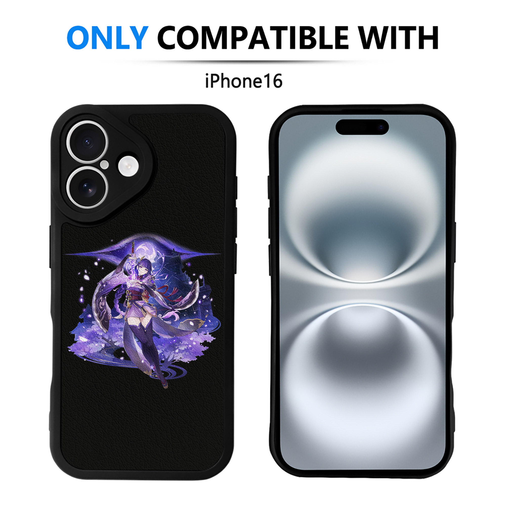 げんし神 雷電将軍 らいでんしょうぐん genshin Raiden Shogun 【iPhone 16シリーズ対応】シリコンスマホケース（レザー調） 材質：シリコン